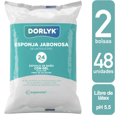 Esponja Jabonosa Dorlyk® 12×20 cm  Pack 2 bolsas